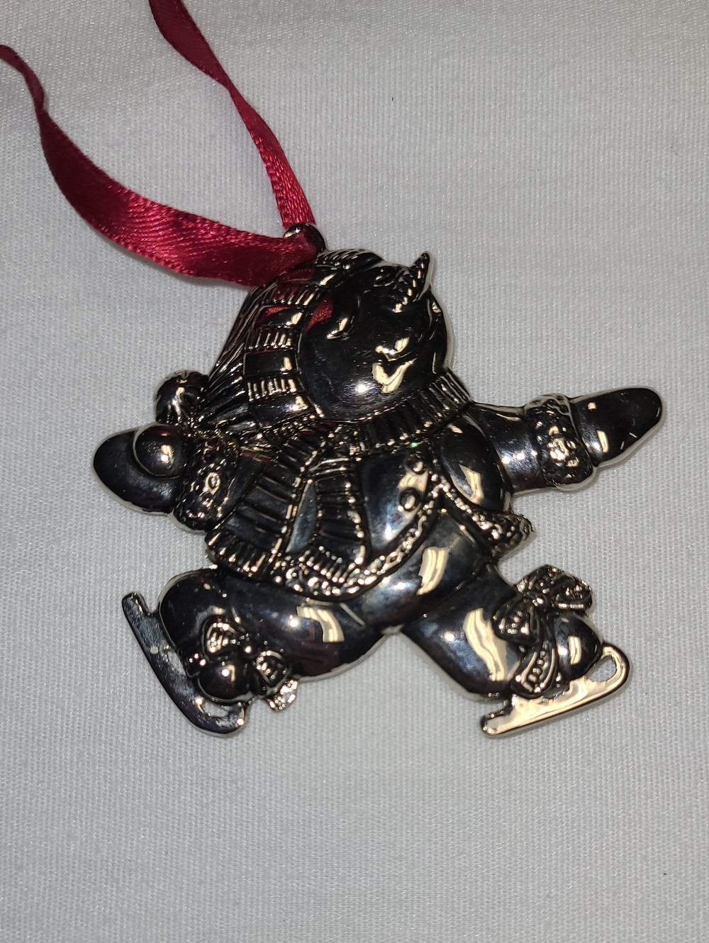 Vintage Collectible Gorham Silver Ice Skating Snowman Holiday Ornament